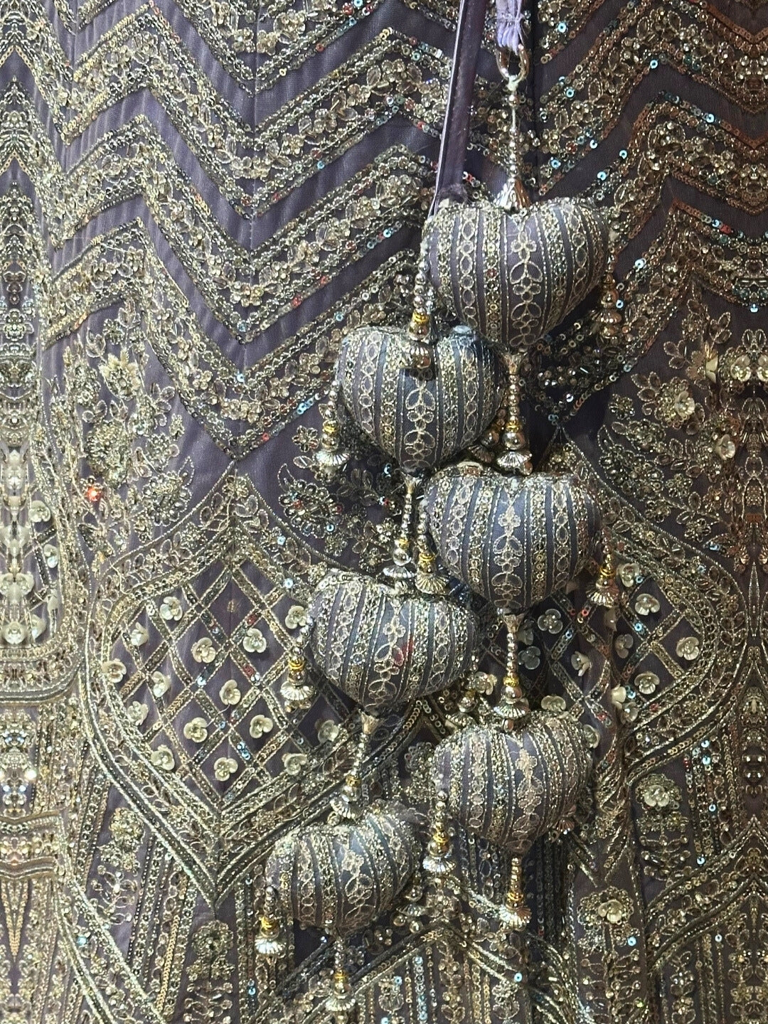 Lavender Splendor Sequinned Geometric Lehenga Ensemble