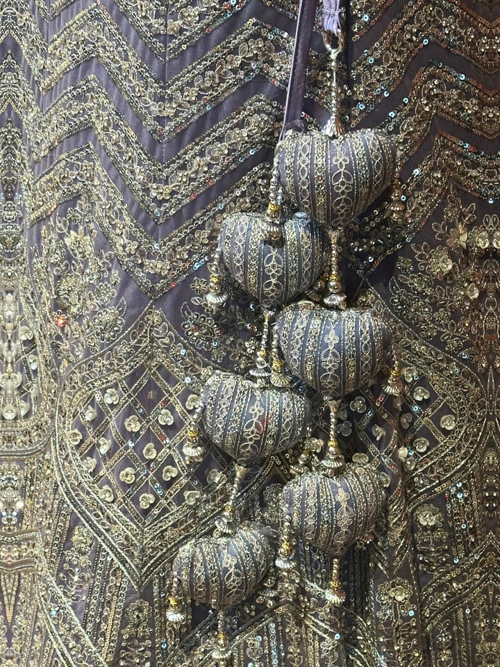 Lavender Splendor Sequinned Geometric Lehenga Ensemble