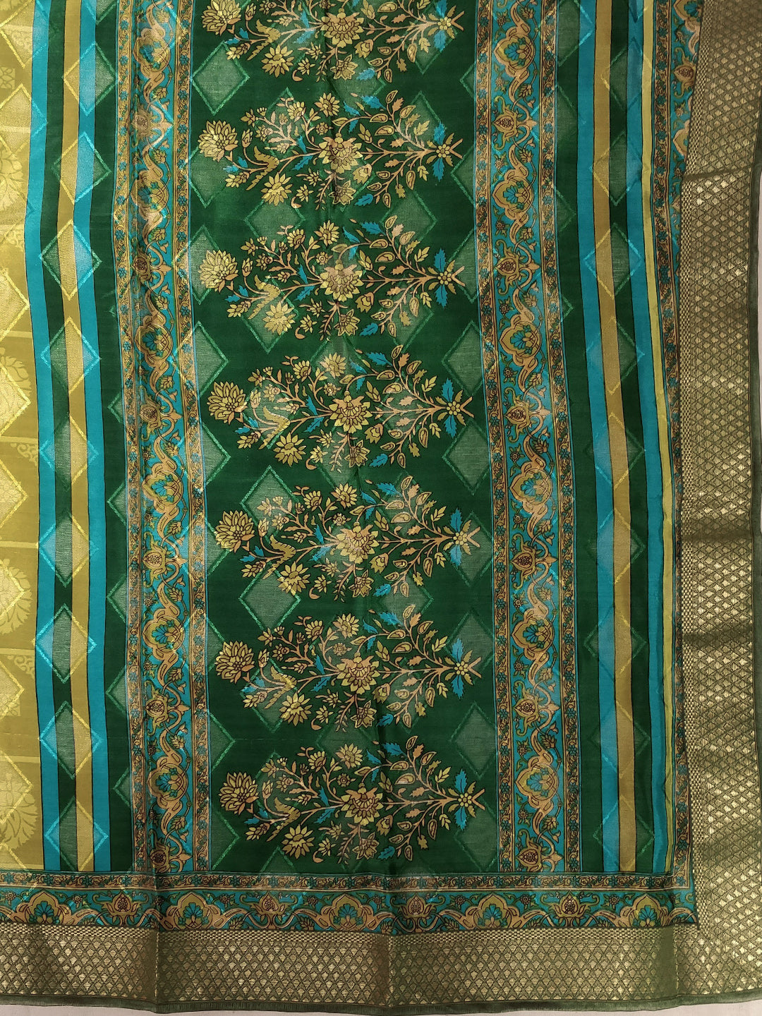 Crepe Paisley Print Saree with Zari Woven Border