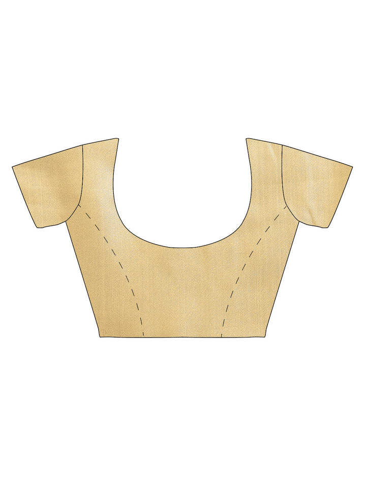 Beige Solid Tussar Saree with Meenakari Brocade Border