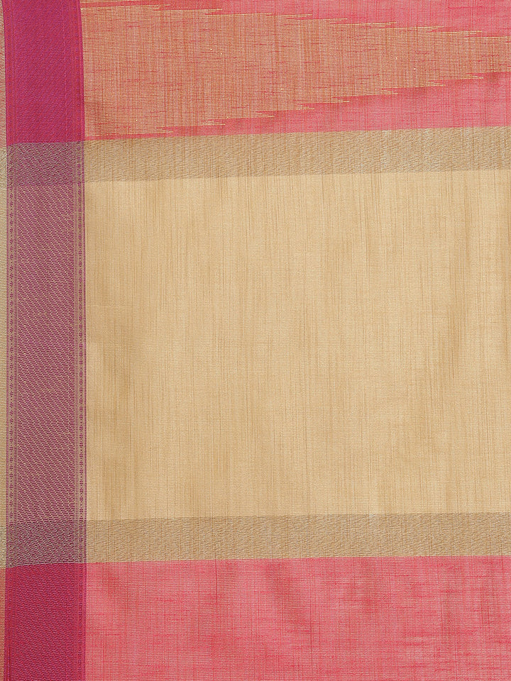 Jute Silk Gold Resham Self embossed Saree with Kanjivaram Temple Pattern & matching belt