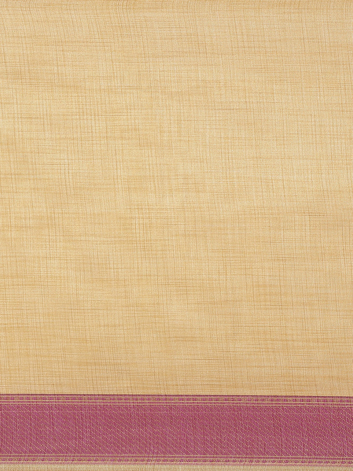 Jute Silk Gold Resham Self embossed Saree with Kanjivaram Temple Pattern & matching belt