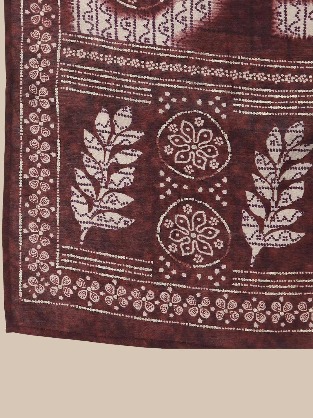 Burgundy Digital Indi Prints Kurta Palazzo & Mirror Resham Embroidery