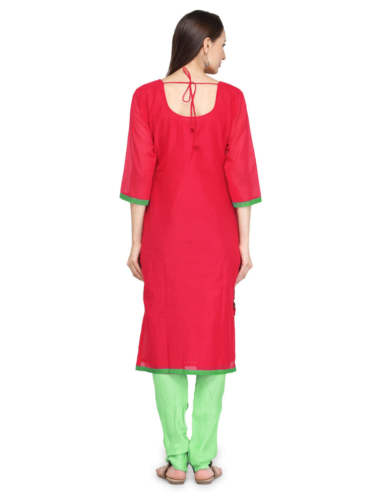 Red Color Embroidery Unstitched Suit