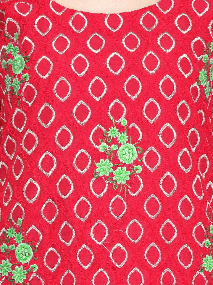 Red Color Embroidery Unstitched Suit