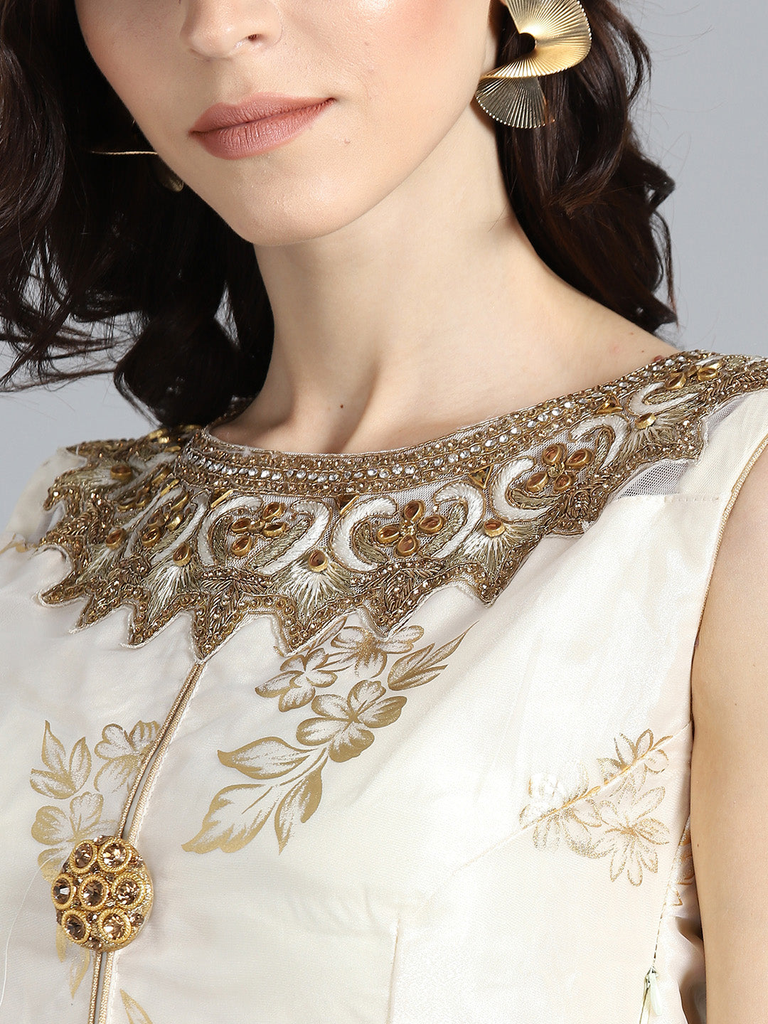 Textured Organza Anarkali with Banarasi Dupatta