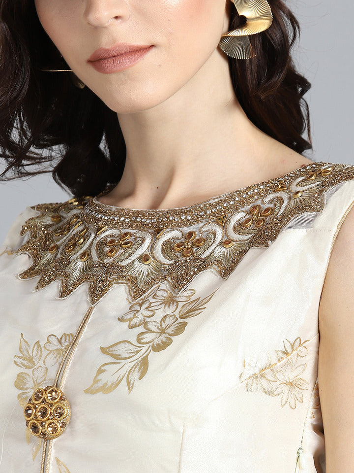 Textured Organza Anarkali with Banarasi Dupatta