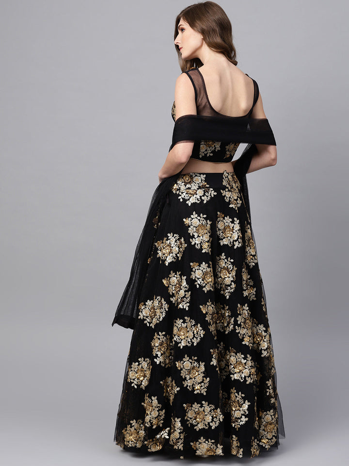 Crop Top Lehenga Choli with Zari Sequin Embroidery