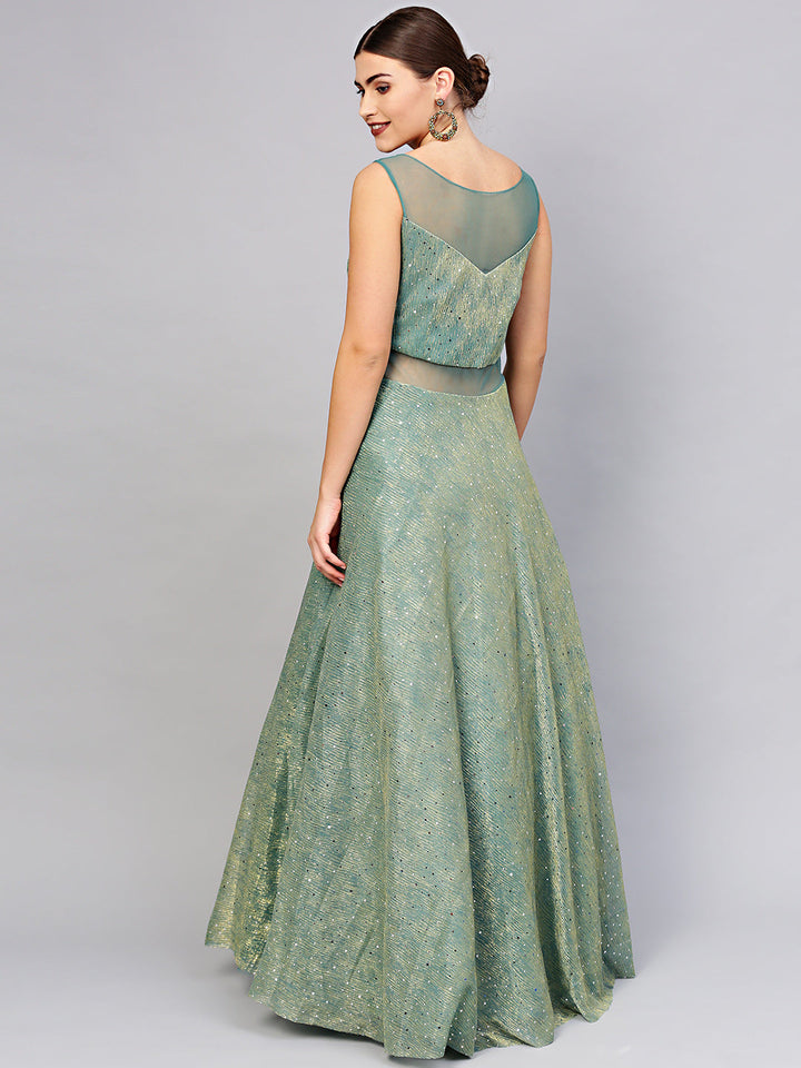 Textured Sequinned Tissue Cocktail Gown