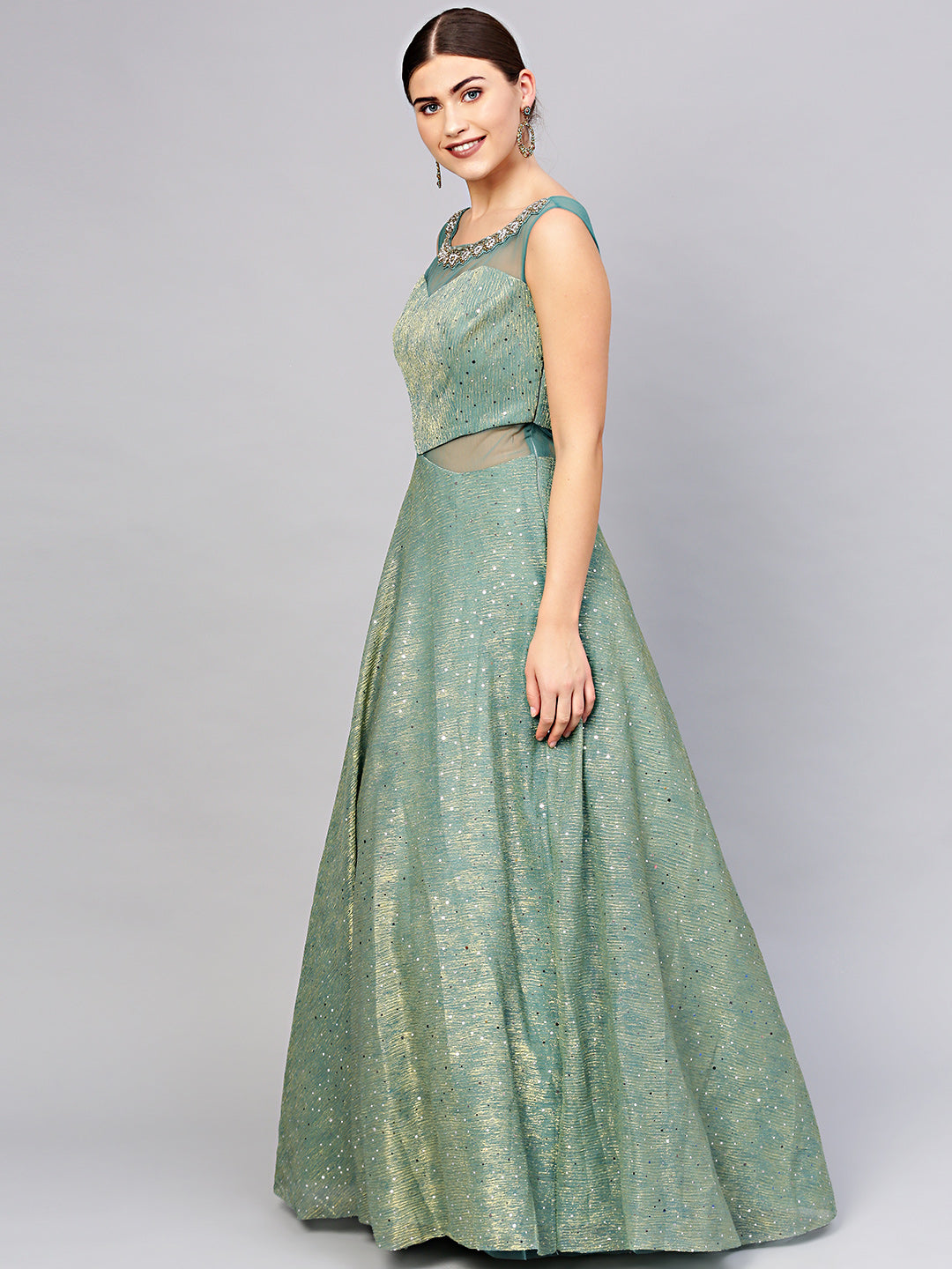 Textured Sequinned Tissue Cocktail Gown