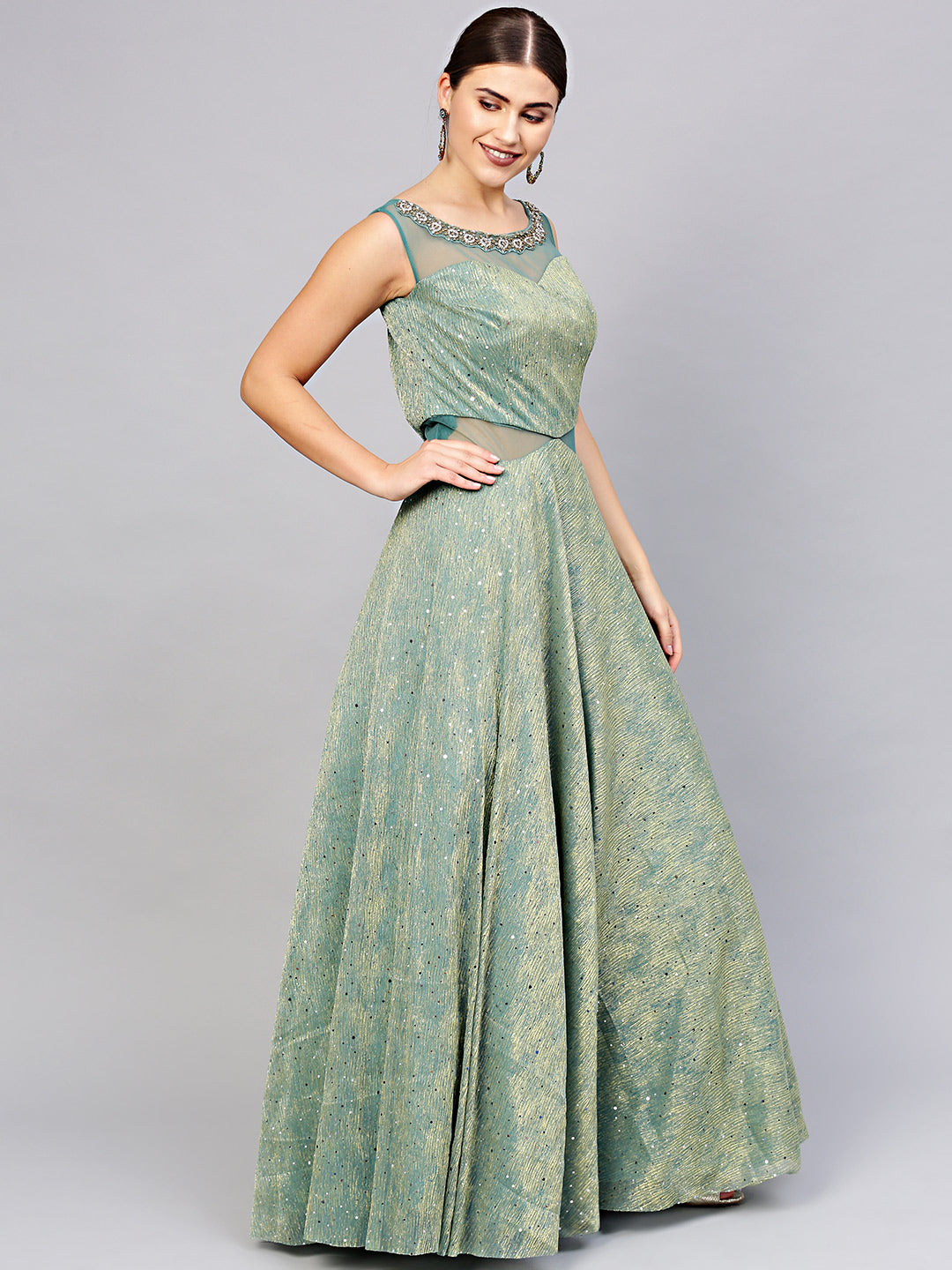 Textured Sequinned Tissue Cocktail Gown