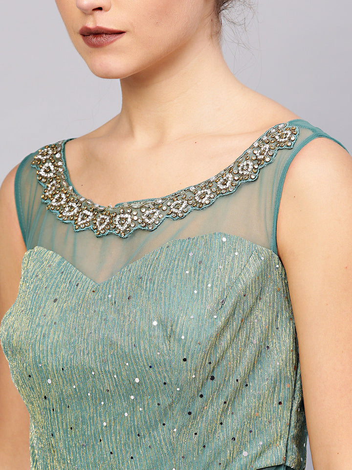 Textured Sequinned Tissue Cocktail Gown