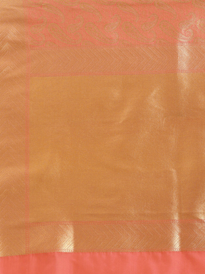Kanjiwaram inspired saree with intricate weaving in a paisley pattern