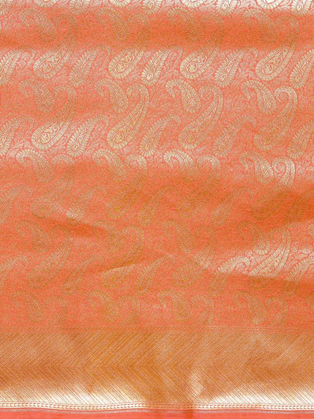 Kanjiwaram inspired saree with intricate weaving in a paisley pattern
