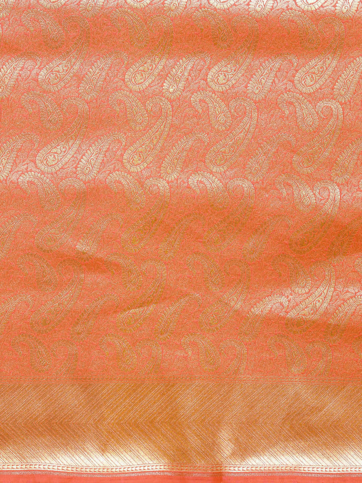 Kanjiwaram inspired saree with intricate weaving in a paisley pattern