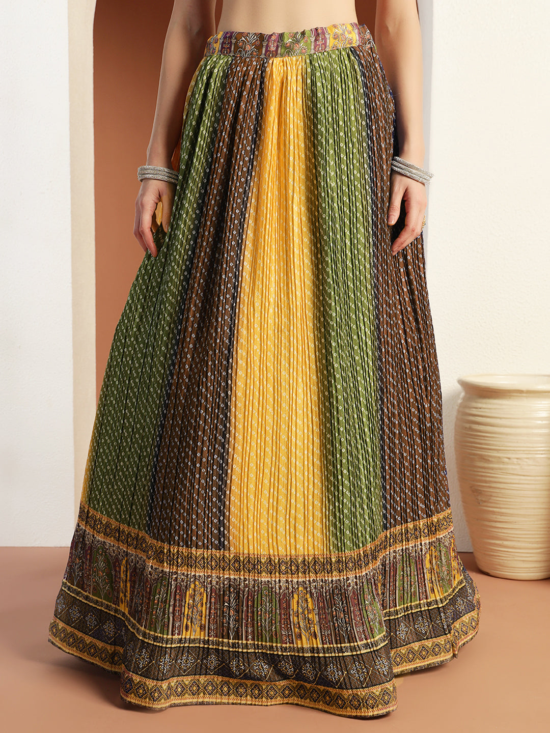 Chhabra 555 Multicolor Ombre Bandhani Lehenga with Embellished Tasseled Choli & Sequinned Dupatta