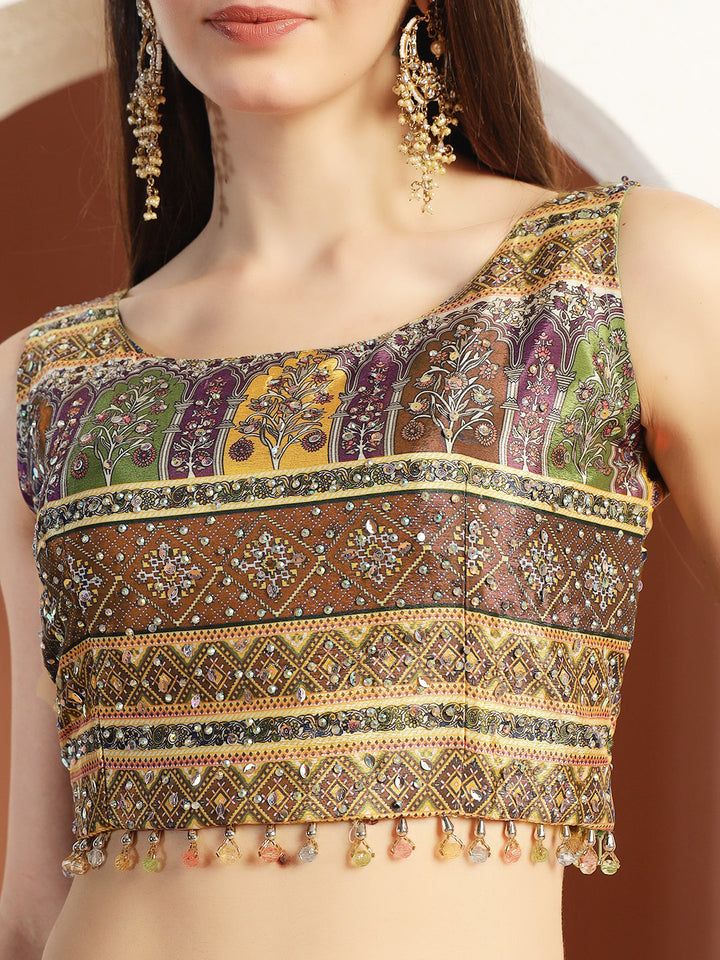Chhabra 555 Multicolor Ombre Bandhani Lehenga with Embellished Tasseled Choli & Sequinned Dupatta