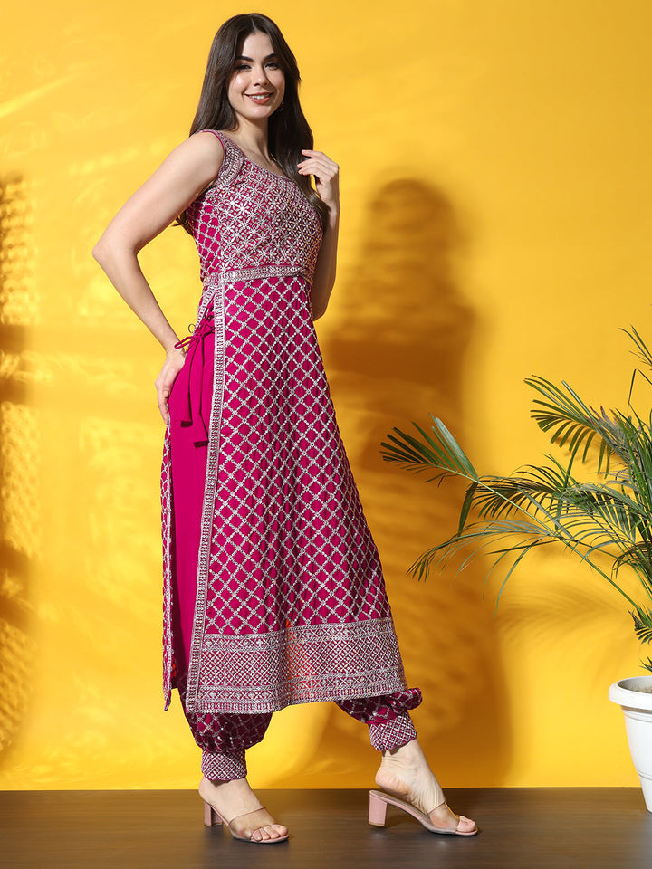 Nyraa Kurta Set with Afghan Harem Pants & Draped dupatta