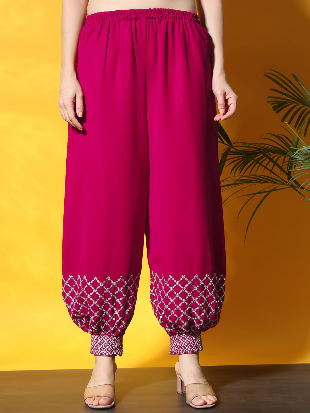 Nyraa Kurta Set with Afghan Harem Pants & Draped dupatta