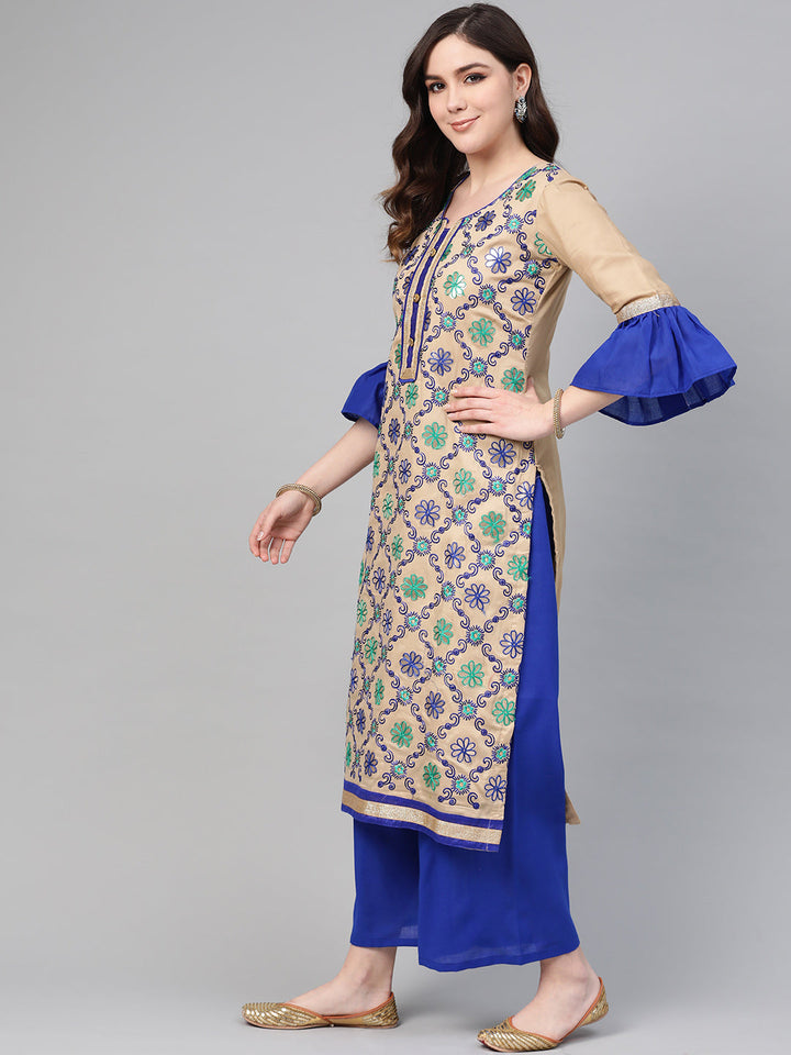 Chanderi Dress Material with Ombre Bandhani Dupatta