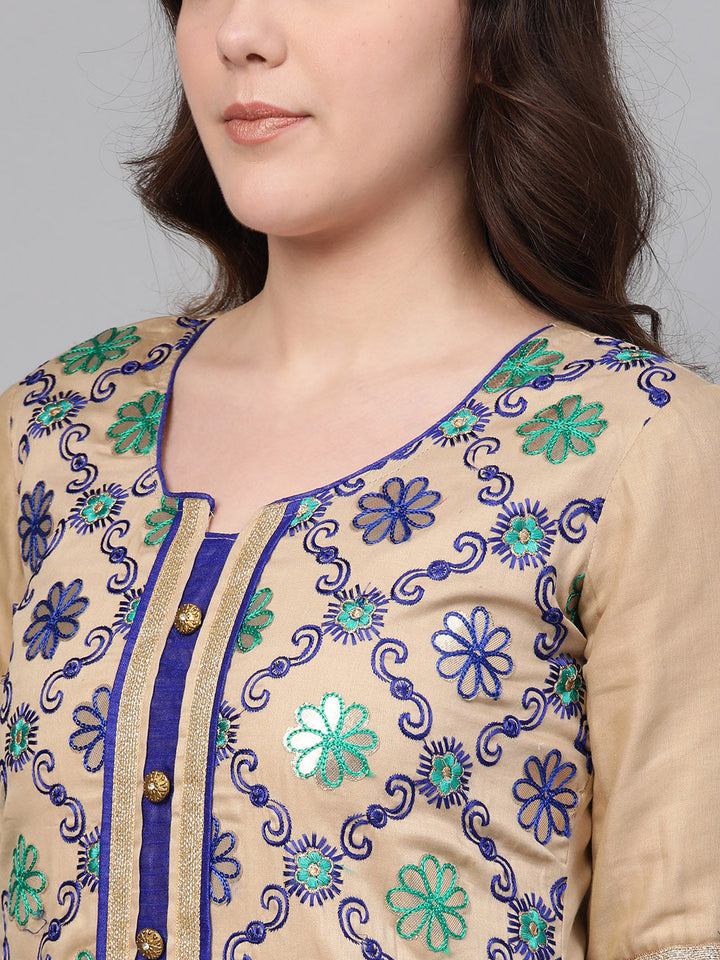 Chanderi Dress Material with Ombre Bandhani Dupatta