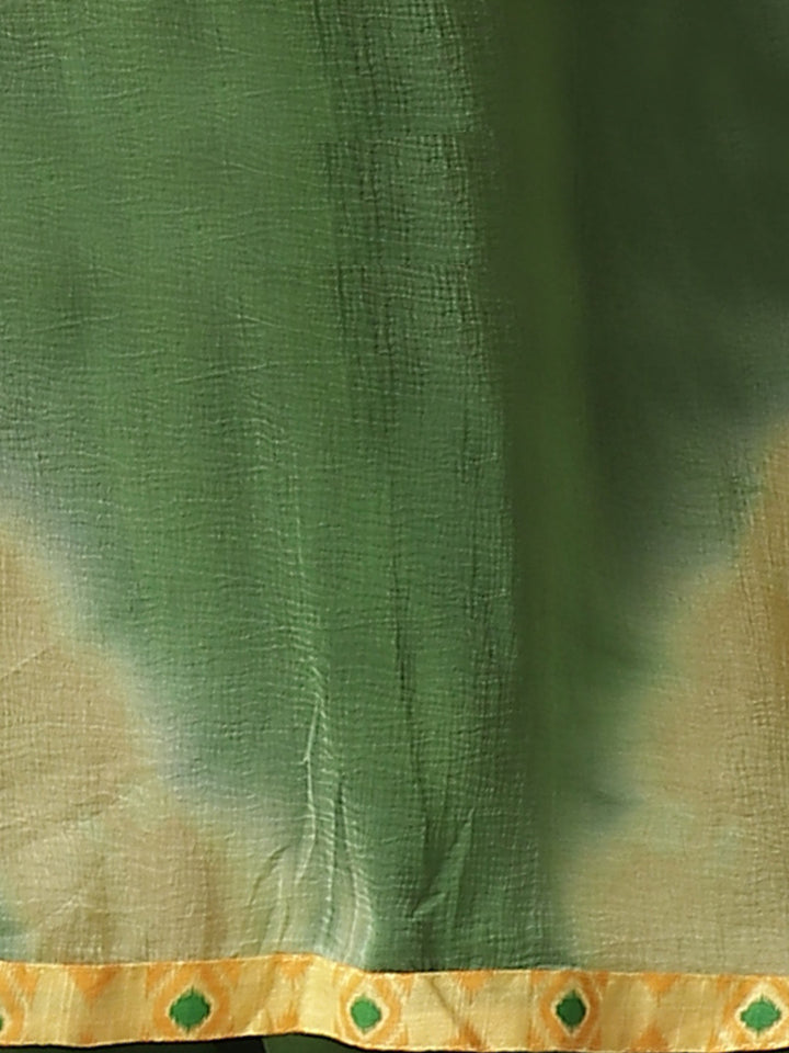 Cotton Ikat Inspired Suit Dupatta with Zari embroidered neckline and Bandhej Dupatta