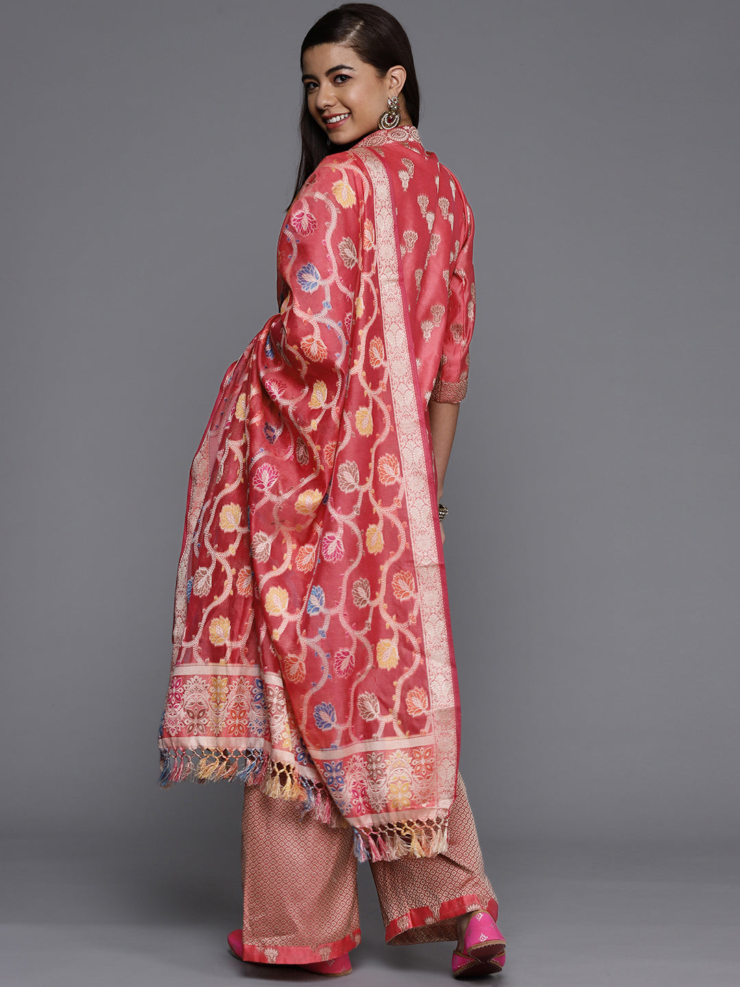 Banarasi Weaving Unstitched Suit Salwar Set With Handloom Dupatta