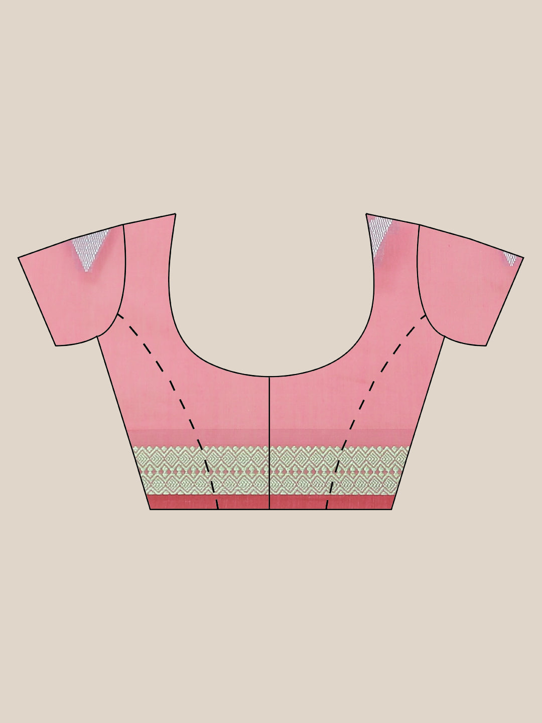 Pink Chanderi Silk Kota Saree with intricate Resham Zari Weaving in a Striped Pattern