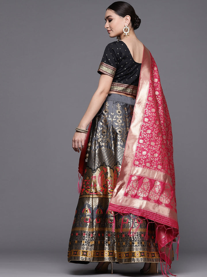 Banarasi Silk Lehenga Choli with Zari & Resham Weaving