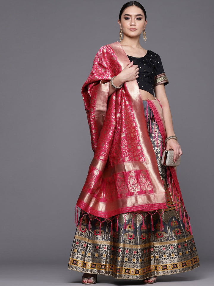 Banarasi Silk Lehenga Choli with Zari & Resham Weaving
