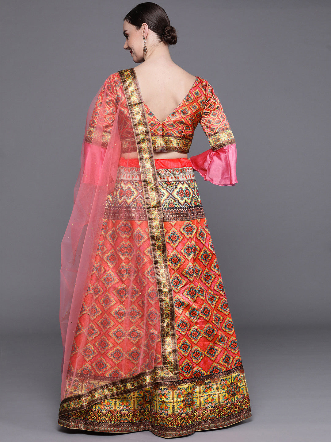 Semi-stitched Digital Print Lehenga Set