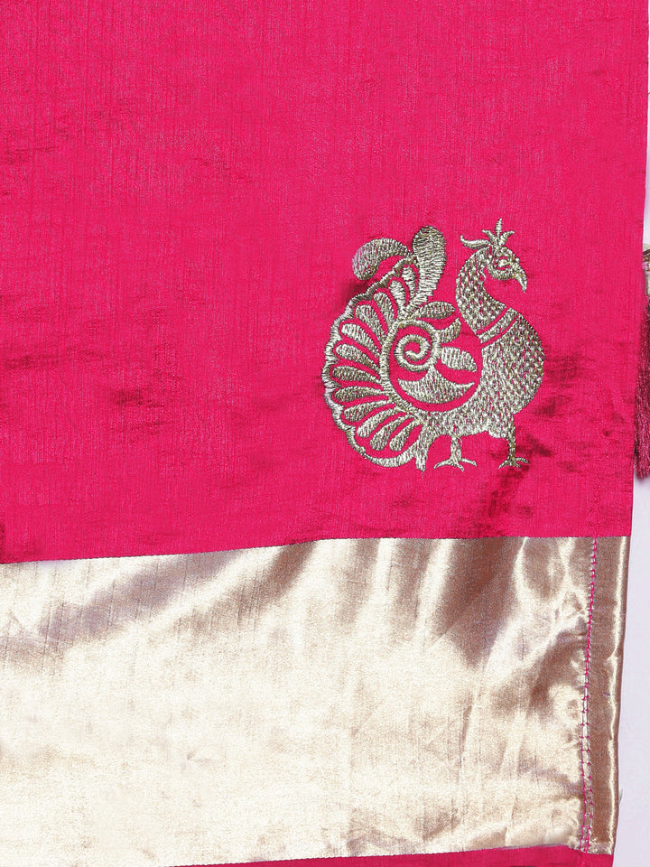 Magenta Embroidered Banarasui Silk Saree