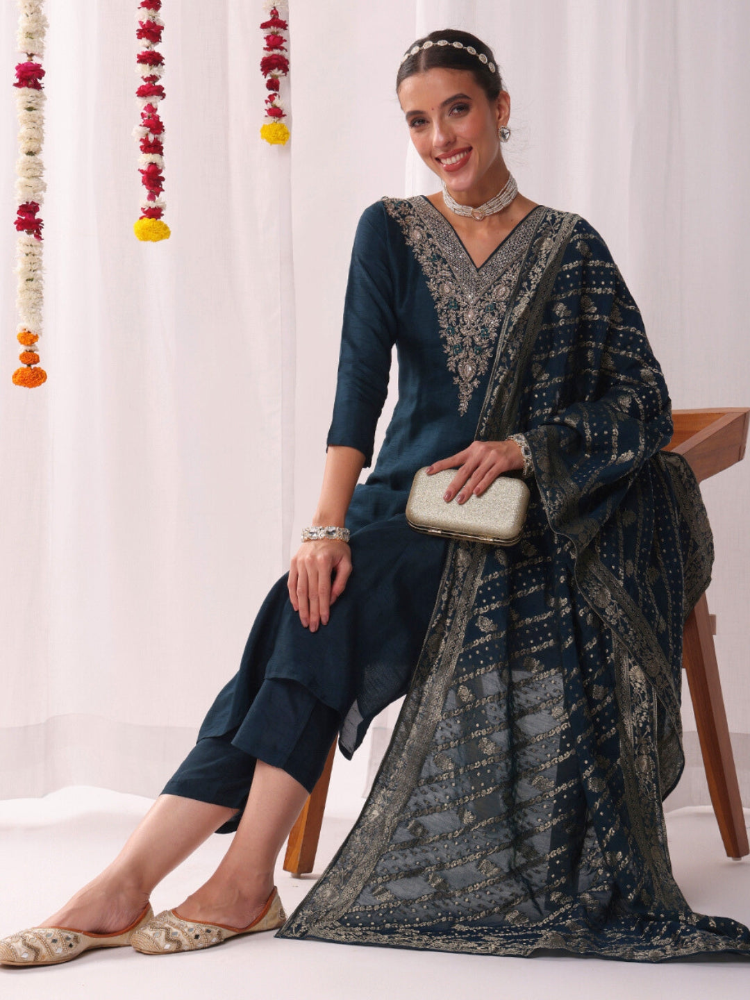 Aari and Resham Embroidered Kurta Set