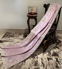 Charming Lavender Organza Saree with Intricate Lace Work