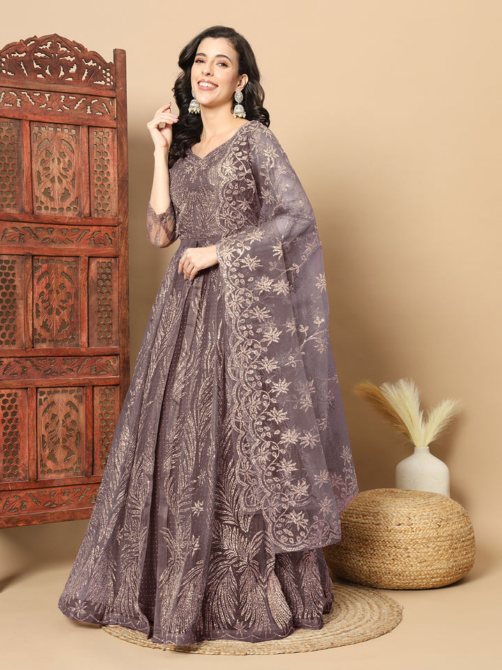 Bling Indo Western Lehenga with Front Slit Jacket, Dupatta