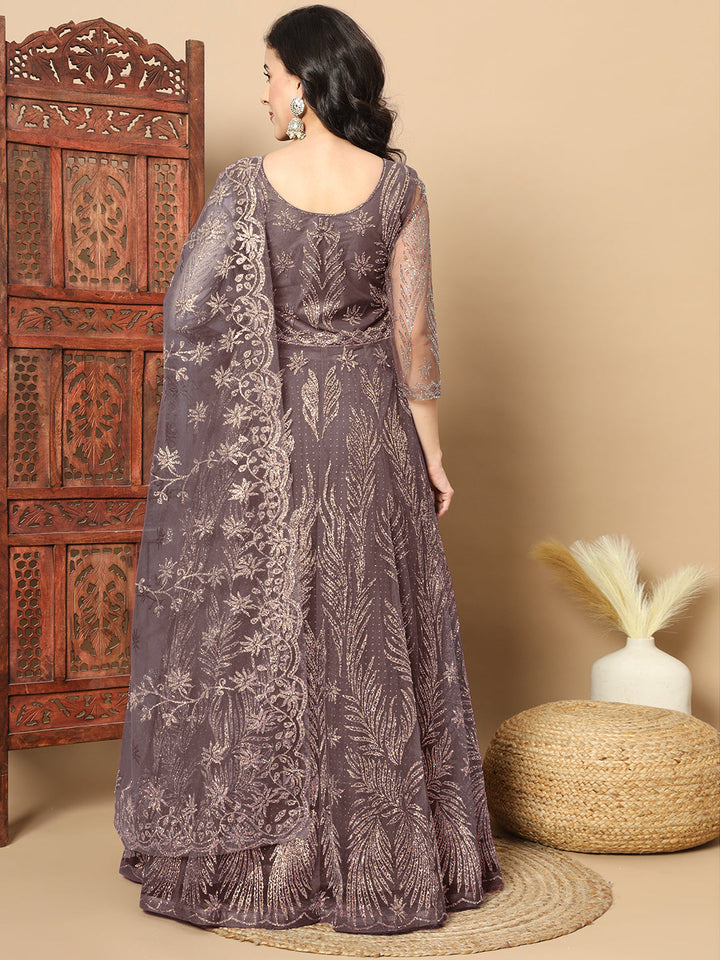 Bling Indo Western Lehenga with Front Slit Jacket, Dupatta