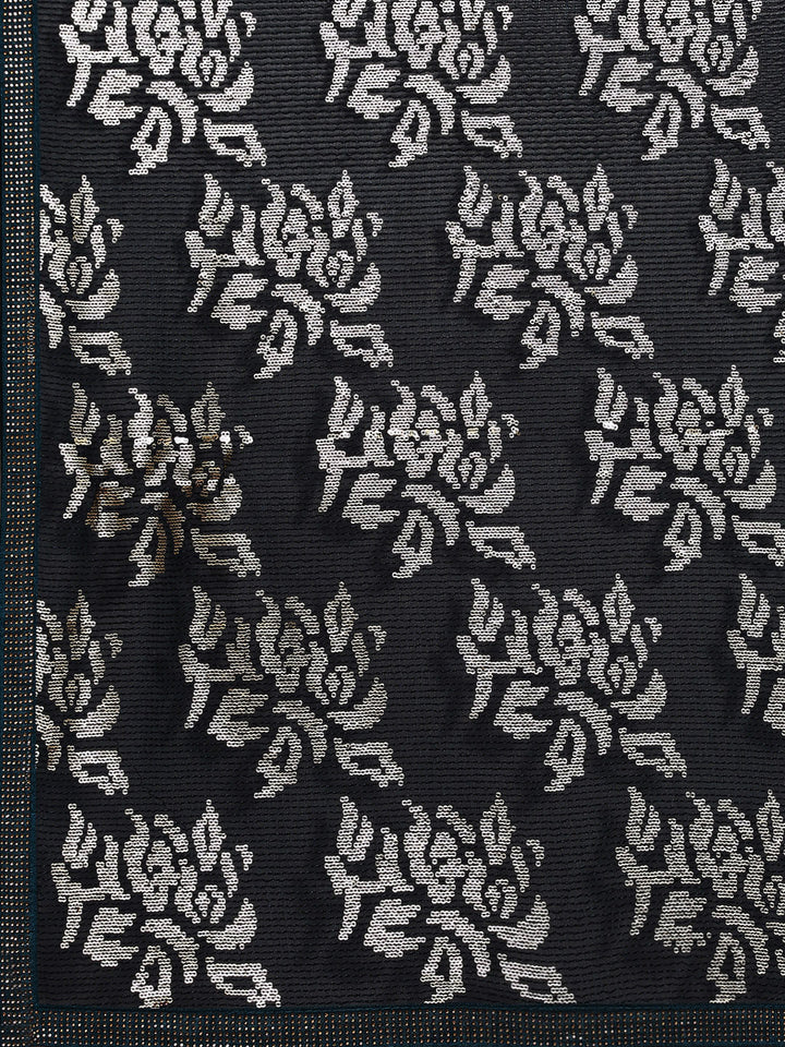 Navy Blue Bling Cocktail Sequin Embellished Georgette Saree