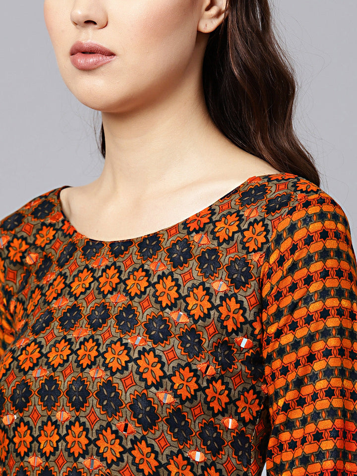 Layered Kurta Set with Mirror Embellishments and Tassles