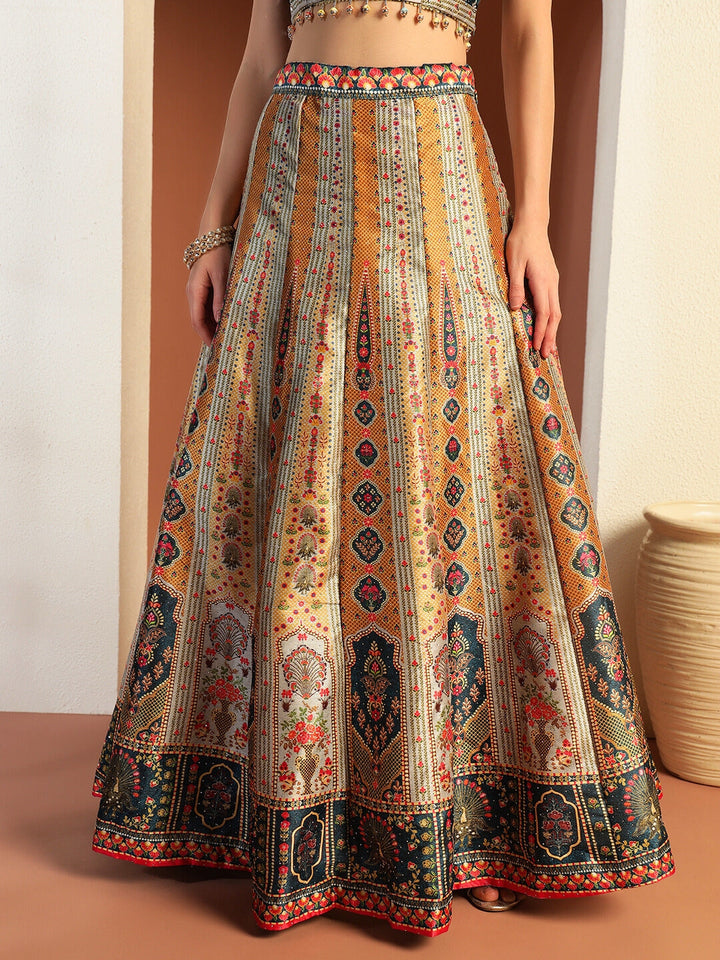 Chhabra 555 Digital Printed Kalidar Lehenga Set with Crystal Embellishments & Colorful Tassels