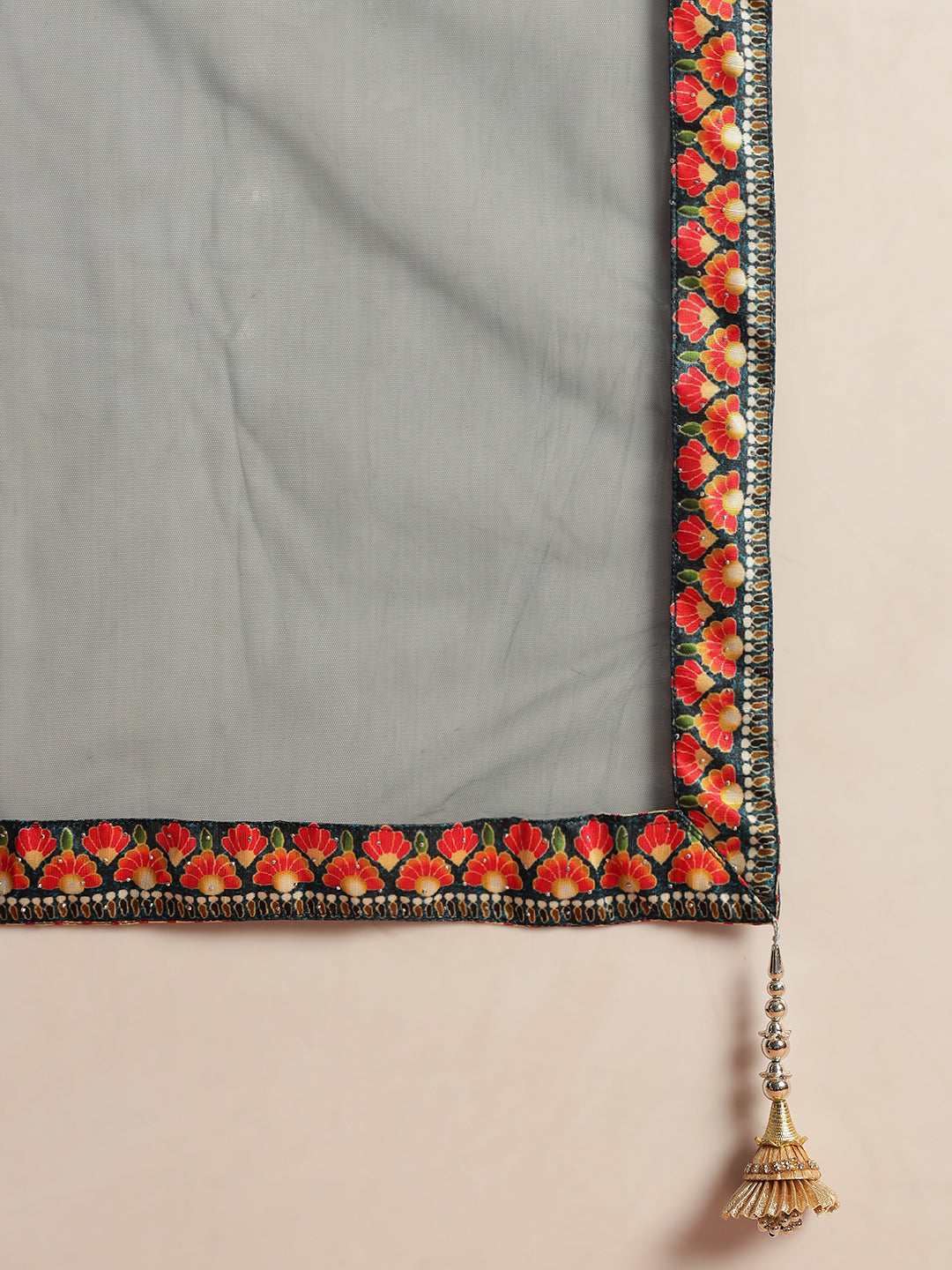 Chhabra 555 Digital Printed Kalidar Lehenga Set with Crystal Embellishments & Colorful Tassels