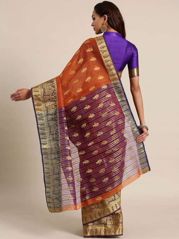 Banarasi Handloom Silk Saree Woven with Bridal Scenes and Figurines