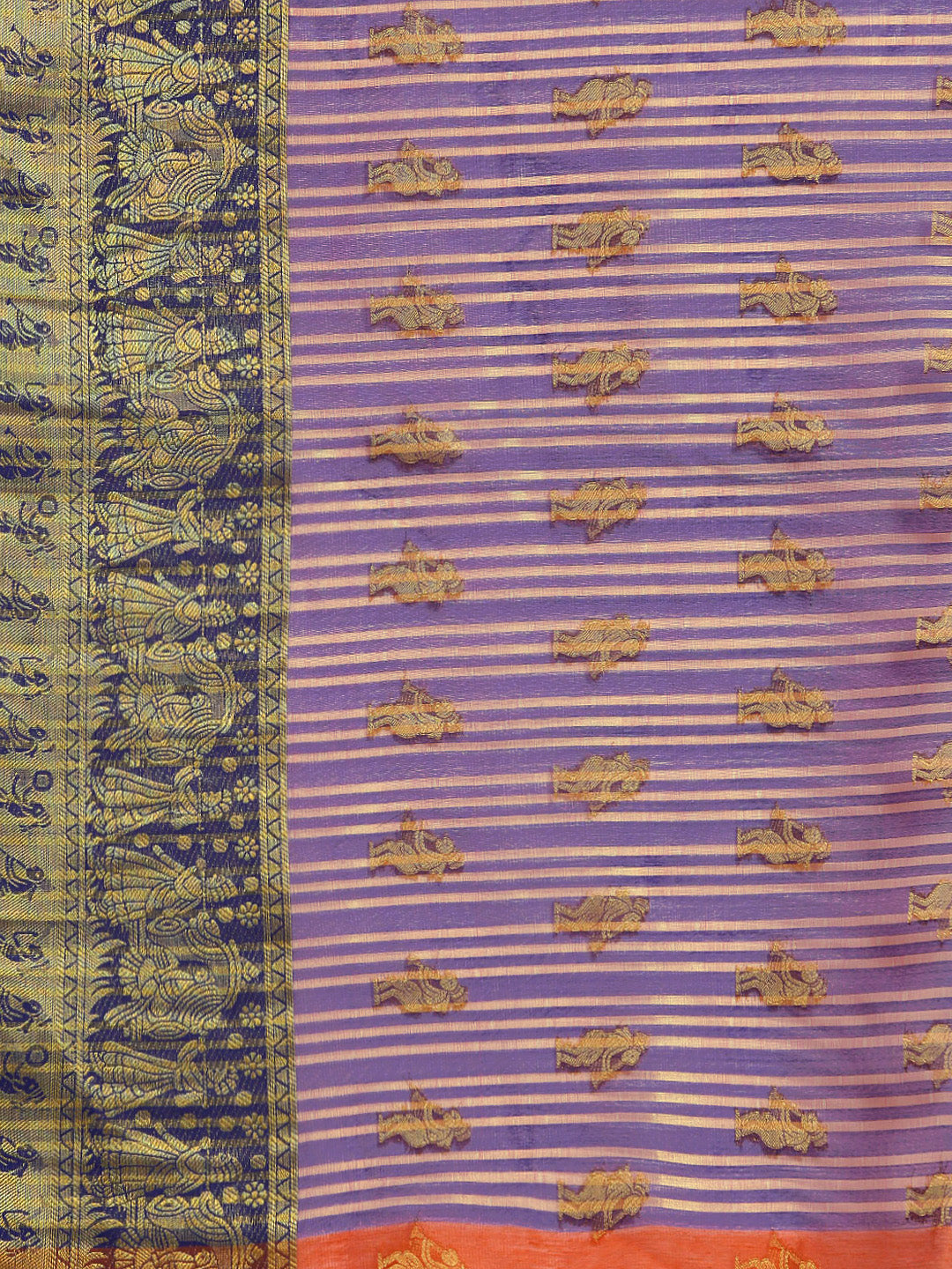 Banarasi Handloom Silk Saree Woven with Bridal Scenes and Figurines