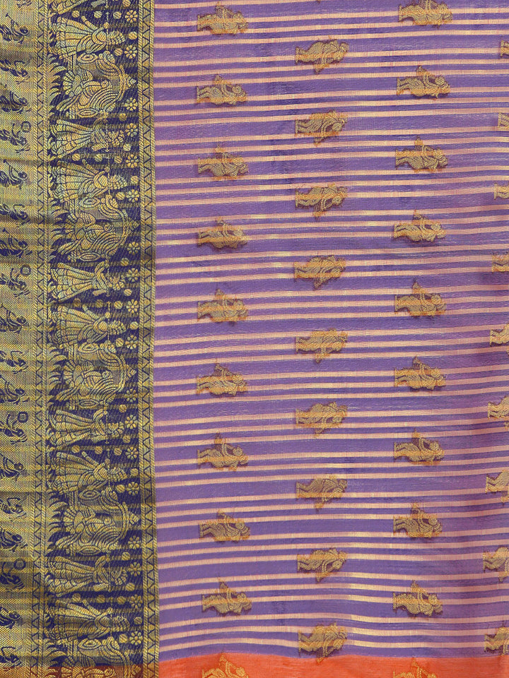 Banarasi Handloom Silk Saree Woven with Bridal Scenes and Figurines