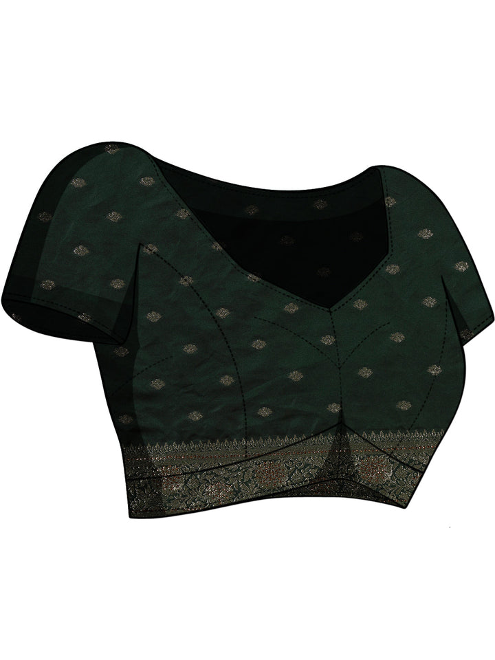 Banarasi Intricate Floral Motifs Zari Woven Traditional Handloom Satin Silk Saree