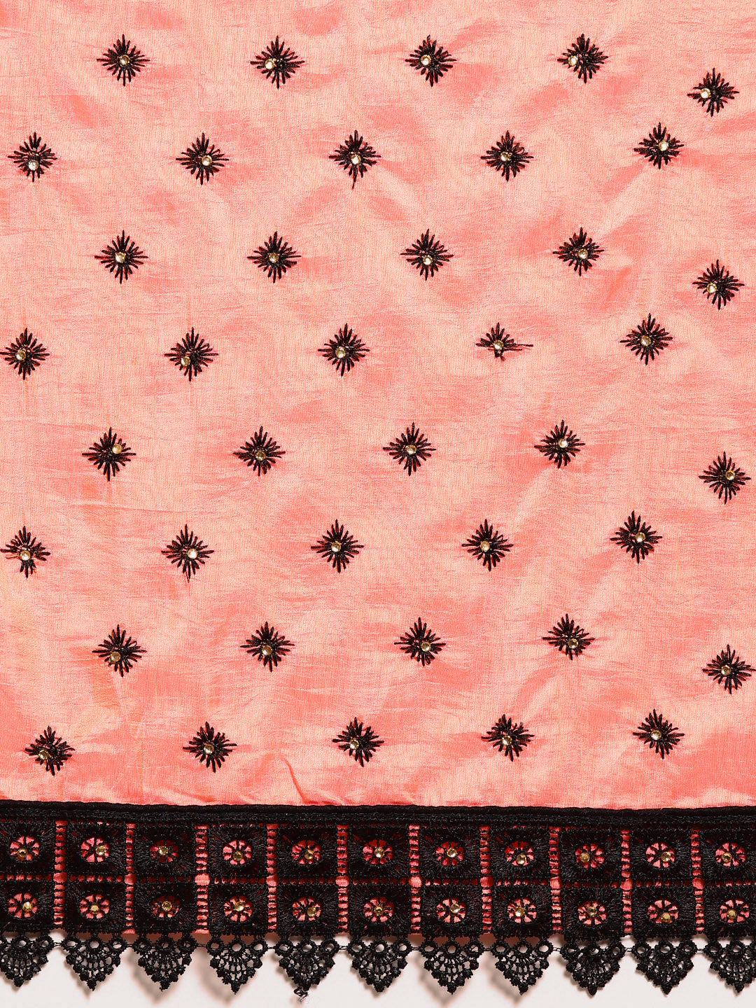Textured Silk Saree with Resham Embroidery and Chantilly Lace Border