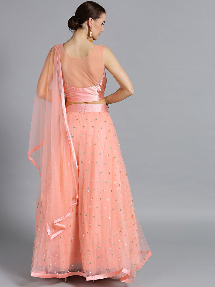 Pearl, Sequin Embellished Net Crop Top Lehenga Choli
