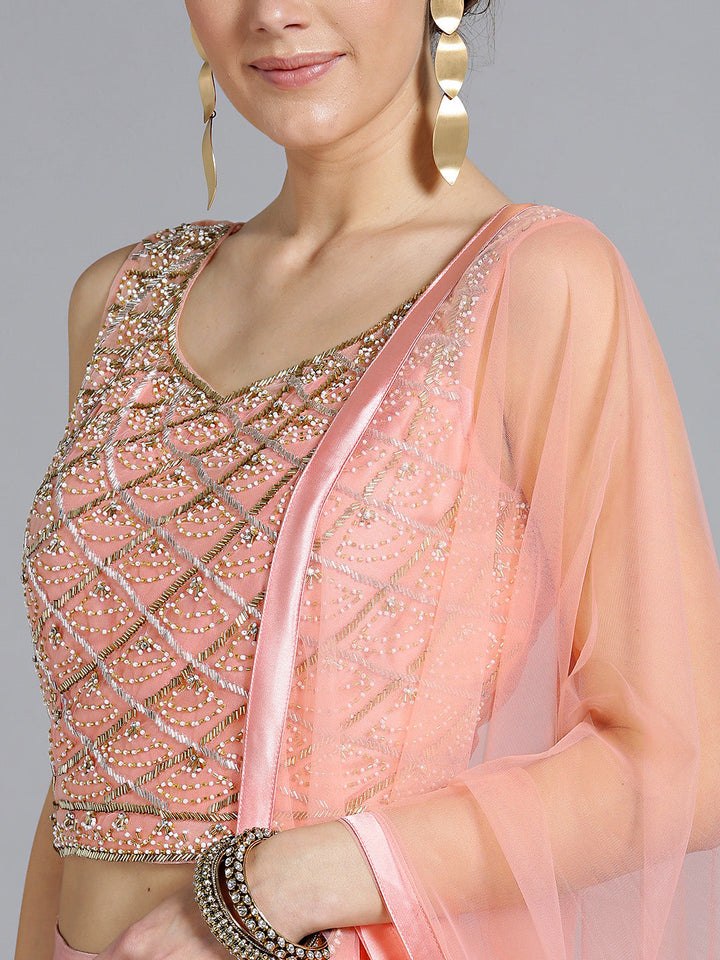 Pearl, Sequin Embellished Net Crop Top Lehenga Choli