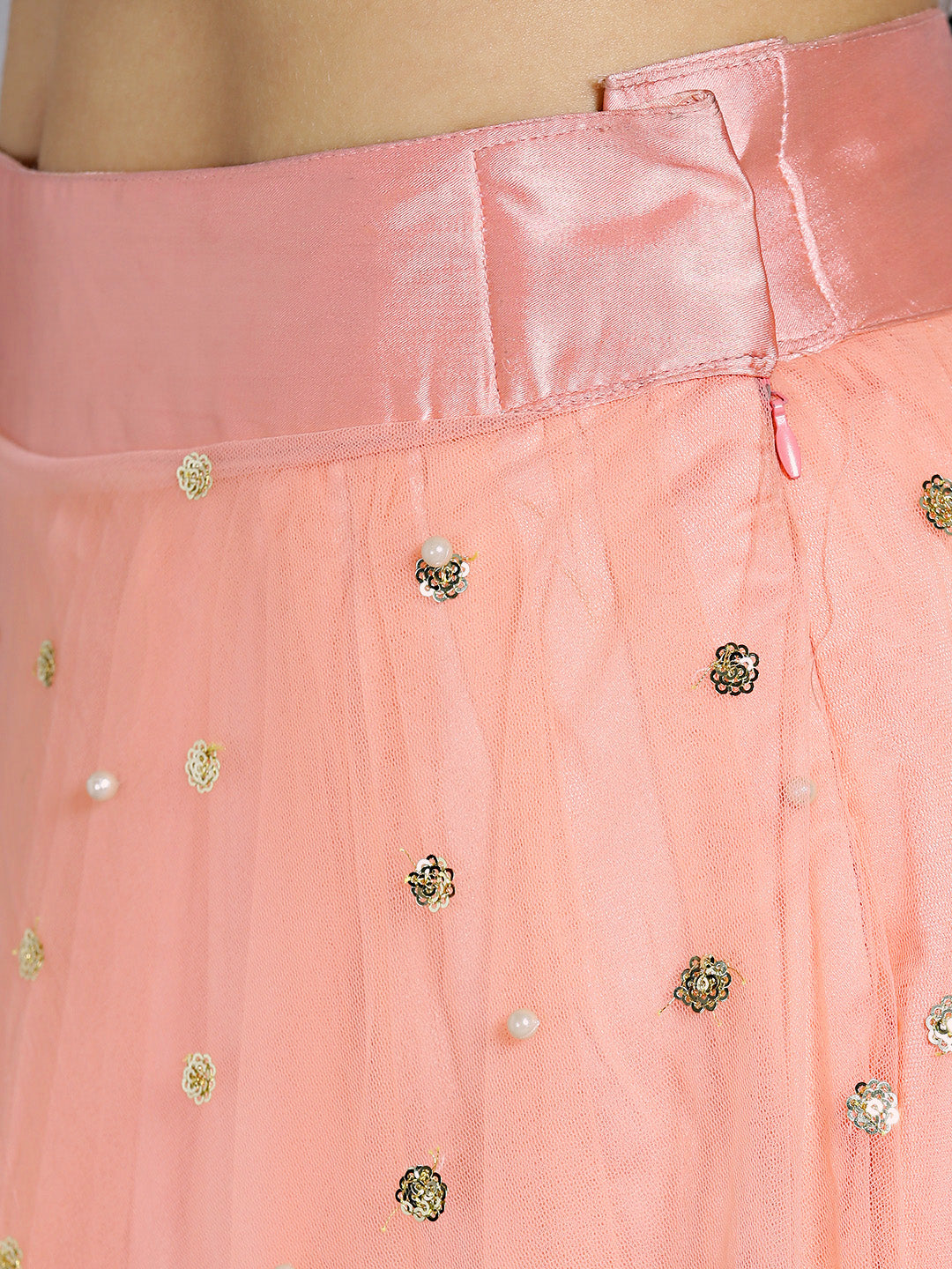 Pearl, Sequin Embellished Net Crop Top Lehenga Choli