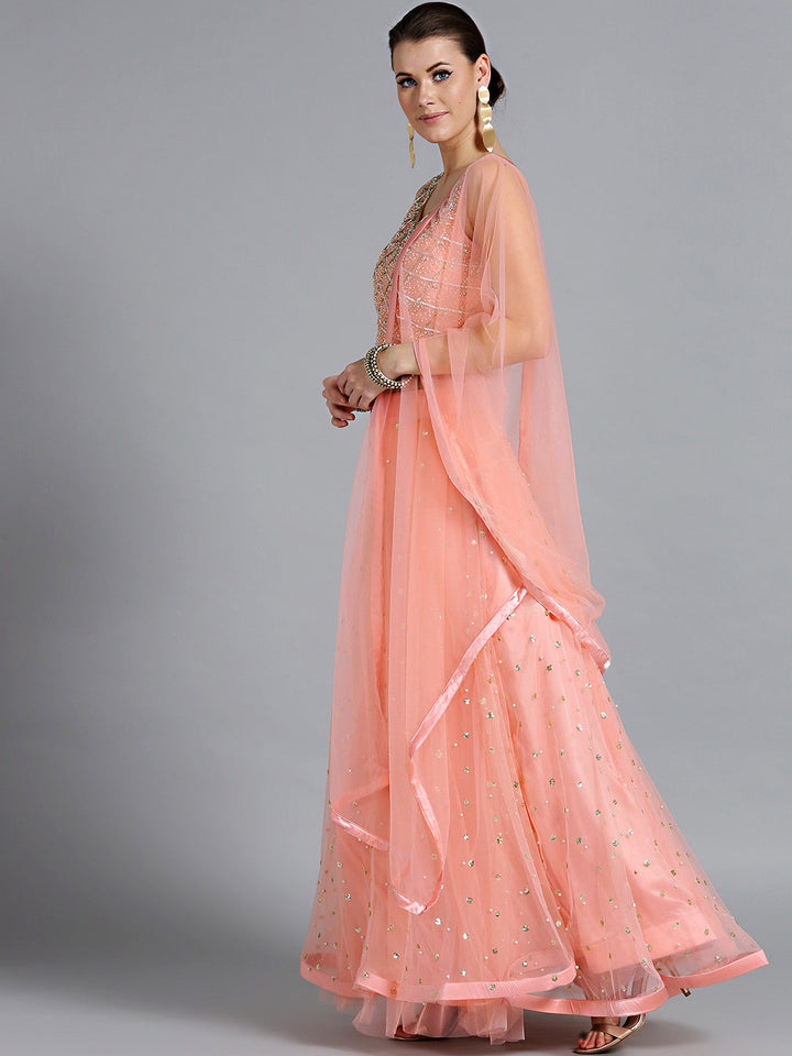 Pearl, Sequin Embellished Net Crop Top Lehenga Choli