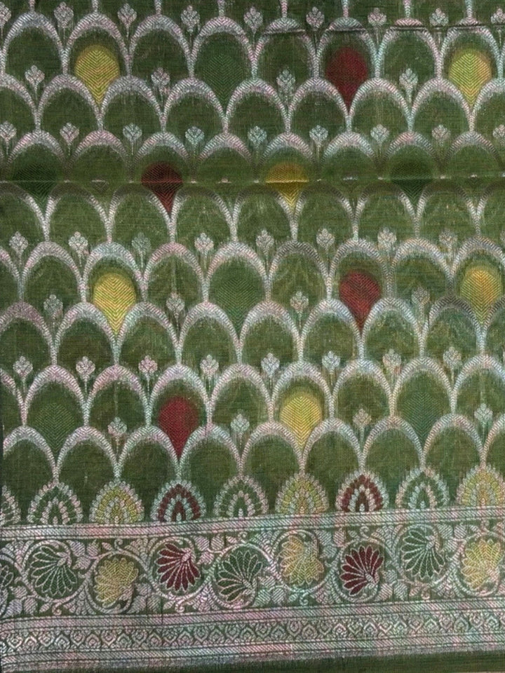 Zari Meenakari Weaving Banarasi Silk Dress Material With Floral Pattern Jhalar Dupatta
